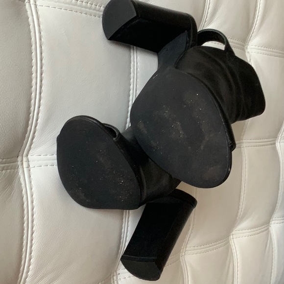 Flavia Passini open toe black genuine leather 4” block heel size 7.5 - Picture 3 of 9